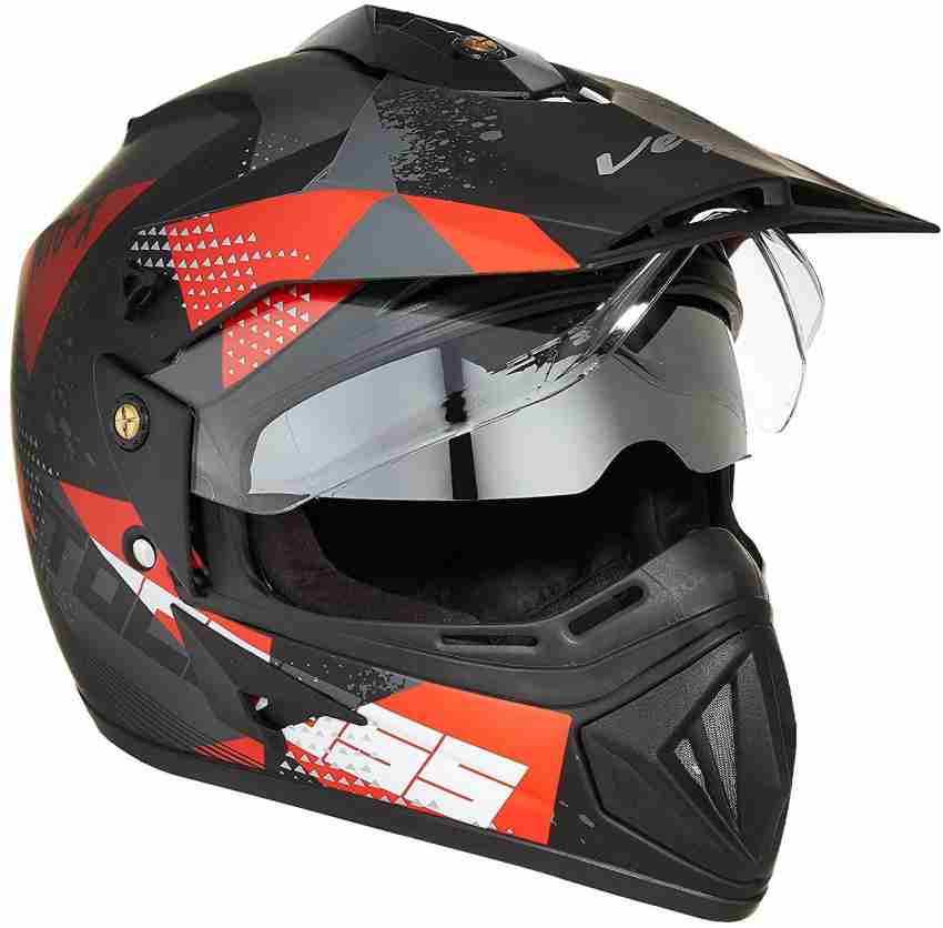 VEGA Off Road D/V Moto X Full Face Helmet (Dull Black and Red, Medium)  Motorbike Helmet - Buy VEGA Off Road D/V Moto X Full Face Helmet (Dull  Black and Red, Medium)