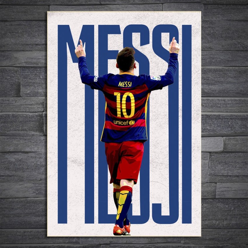 Messi Jersey Framed Poster for Room & Office(10x13 inch,Framed