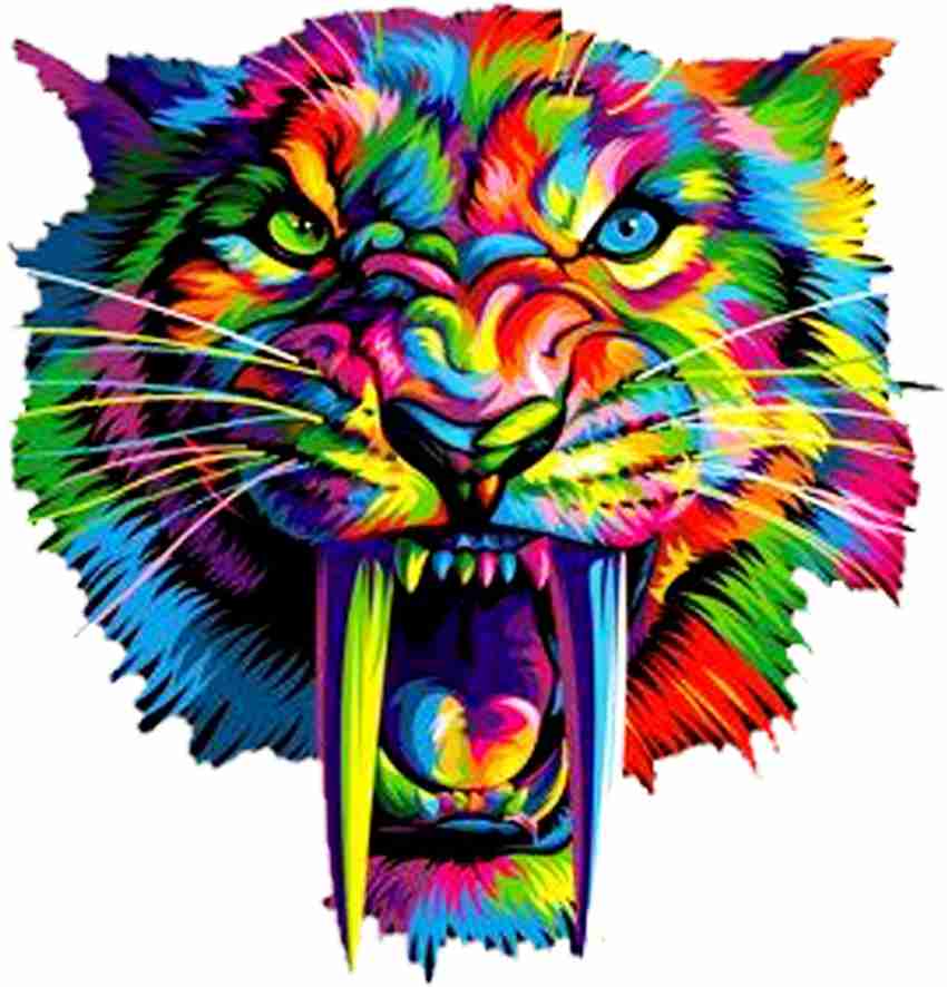 Sahaj Décor 58 cm Colorful Lion Face Magnetic Sticker