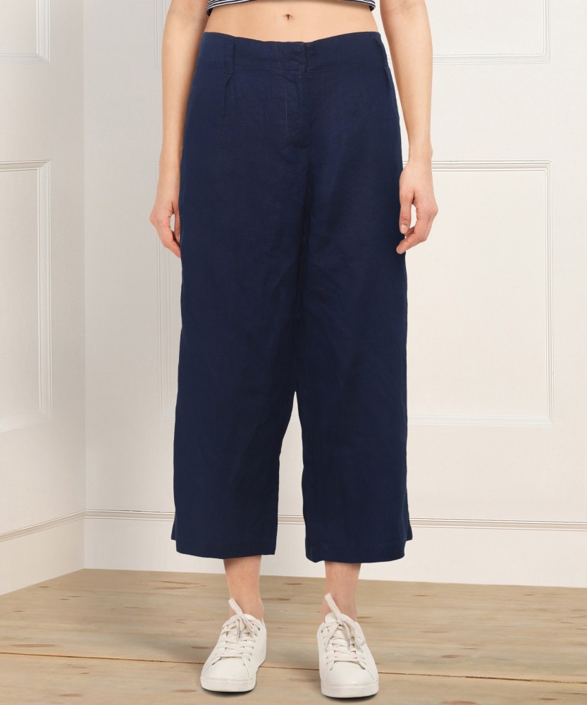Buy Annabelle by Pantaloons Women Navy Blue Urban Slim Fit Self Design  Formal Trousers on Myntra  PaisaWapascom