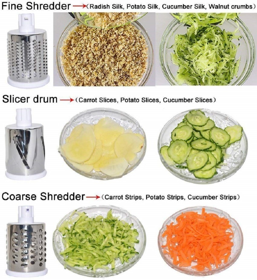 4 In 1 Multi-Functional Drum Rotary Vegetable Cutter, Shredder