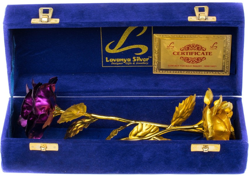Lavanaya Silver Purple Gold Love Rose Flower with Beautiful Gift Box