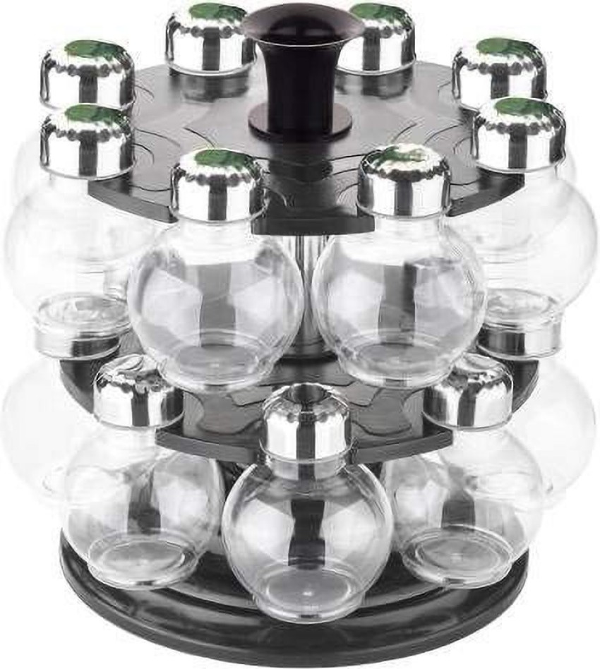 16 Jar Spice Rack Set White