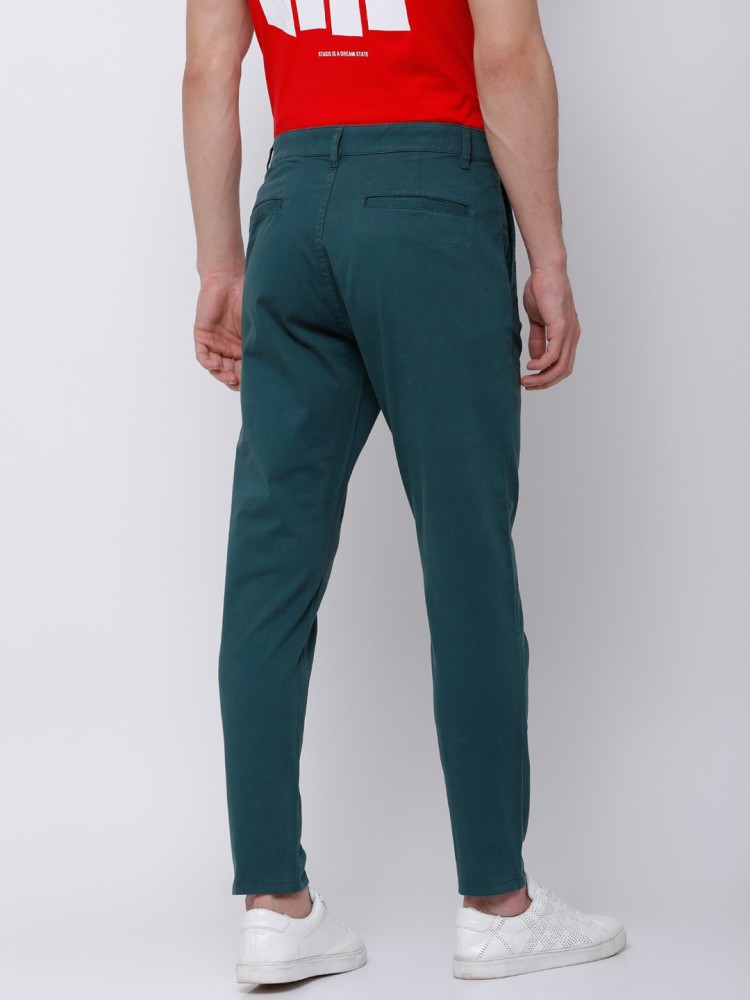 Buy HERENOW Men Teal Green Slim Fit Solid Chinos  Trousers for Men  2441456  Myntra