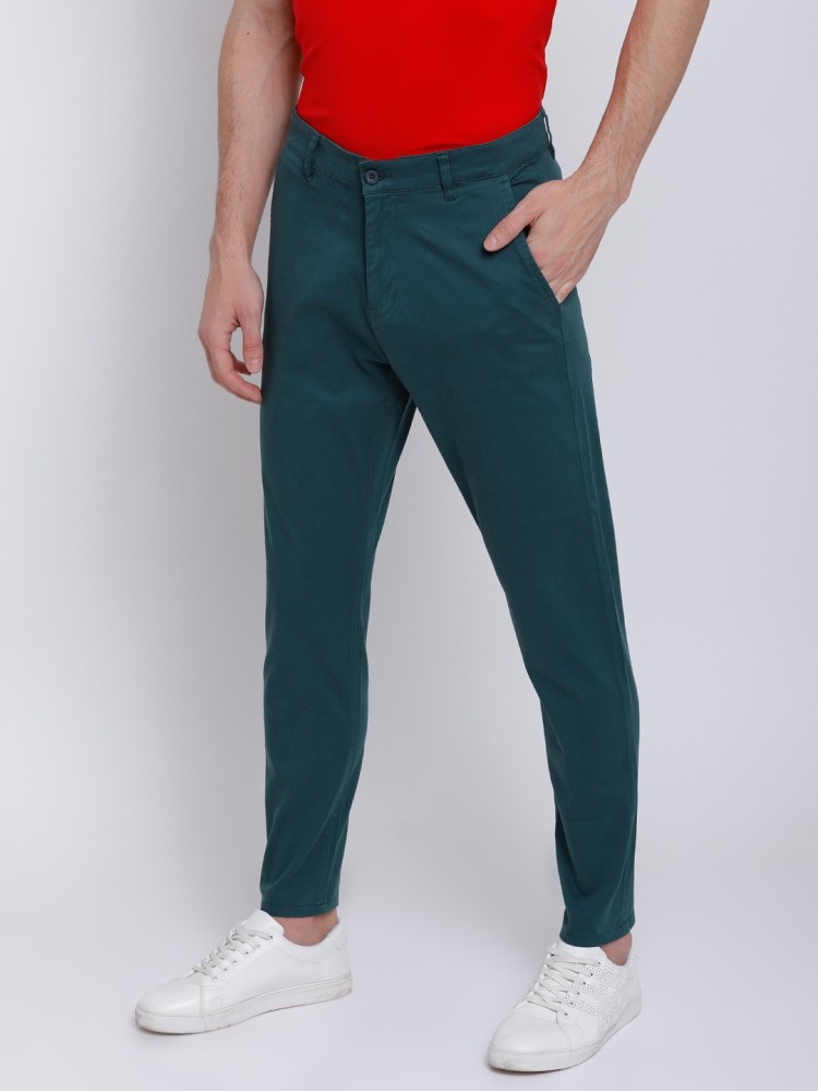 Buy Men Deep Teal Mid Rise Slim Fit Trousers online  Jack  Jones