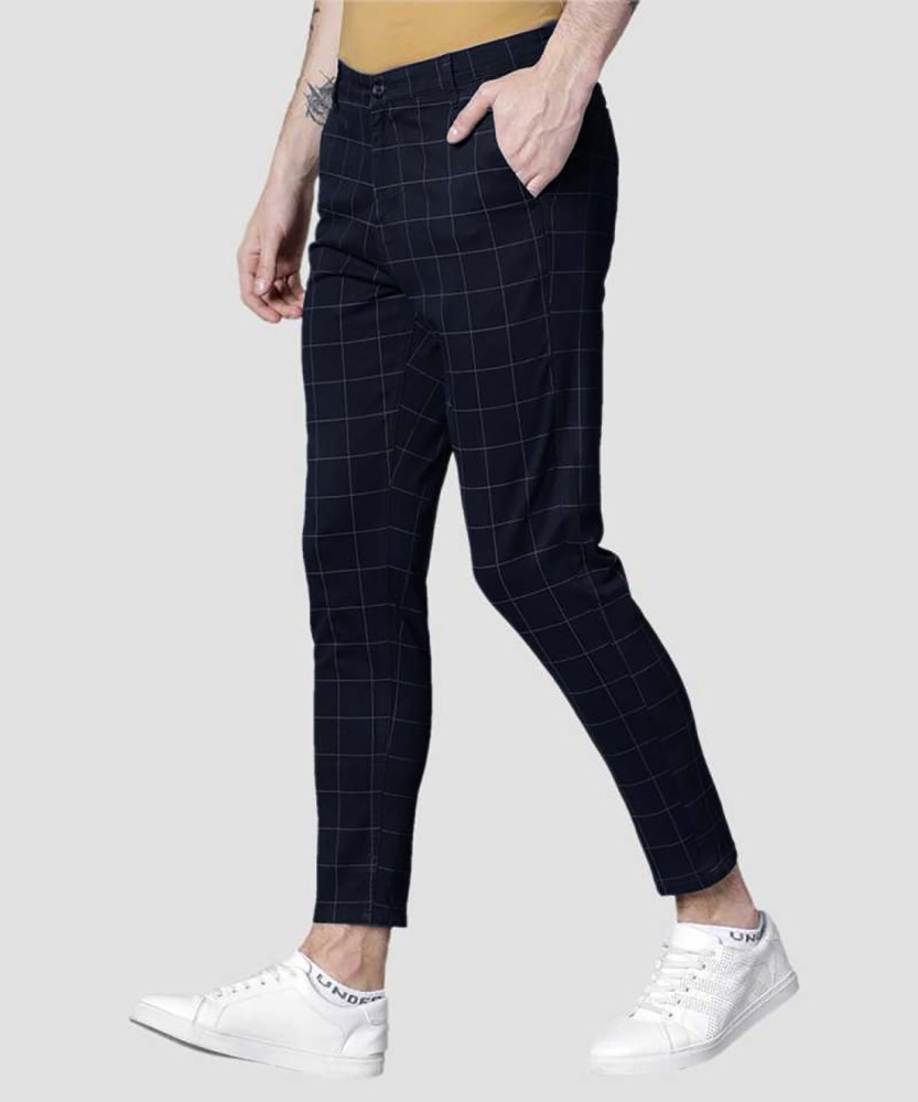 Buy Sojanya Grey  Black Checks Trousers for Men Online  Tata CLiQ
