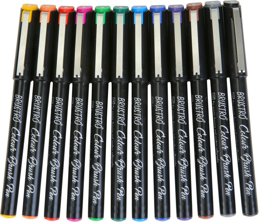 Brustro Fude Hard-tip Black Ink Brush Pen Set of 4.  (Extra-fine/Fine/Medium/Bold) - Creative Hands