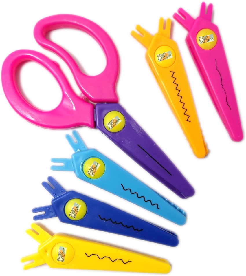 Shopaholic Premium Set of 6 Zig Zag Scissors random color  for art and craft children hobby etc Scissors - Art and craft