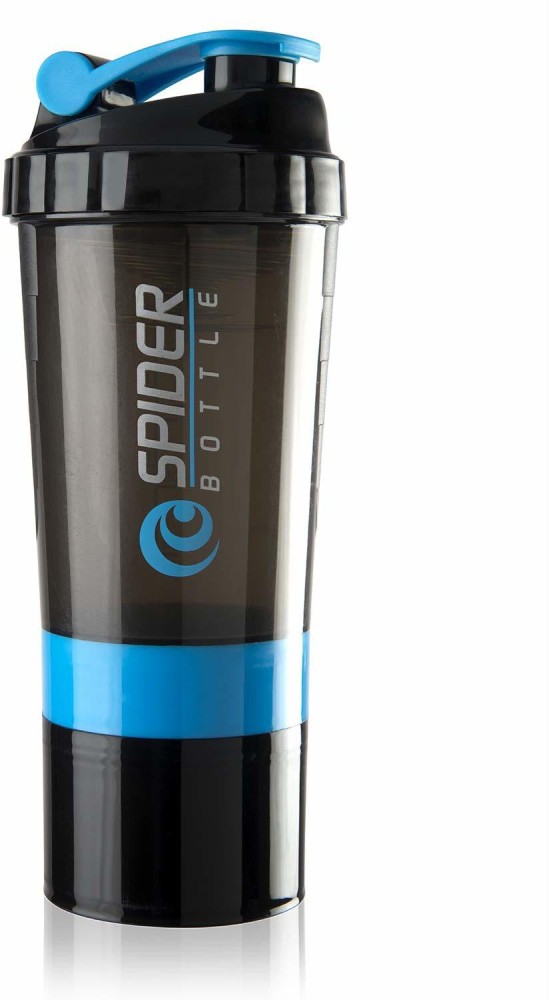Spider Protein Shaker | Gym Shaker 500ml with 2 Storage Extra Compartment  Blue