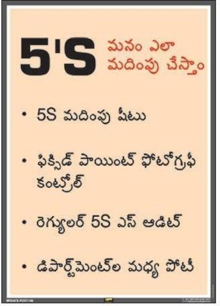 Mr. SAFE 5S Methodology & Meanings In Telugu In PVC Sticker A3 (12