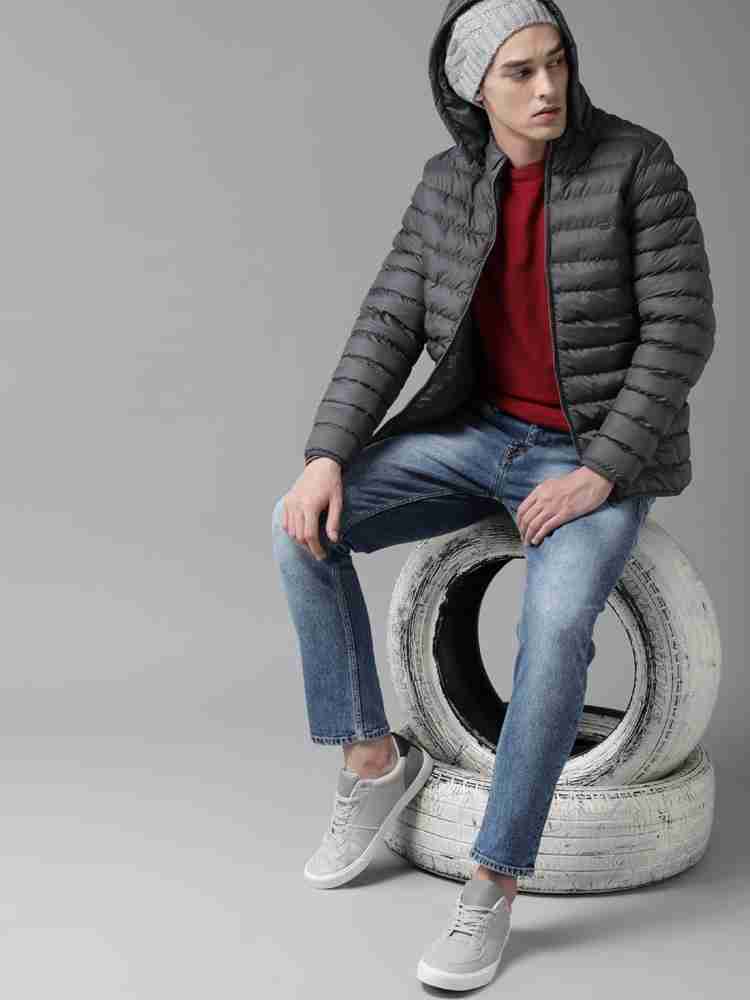 Roadster Men Grey Solid Puffer Jacket