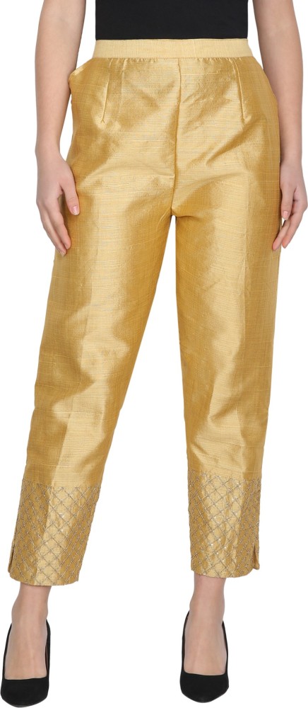 Buy Gold Solid Trousers Online  W for Woman