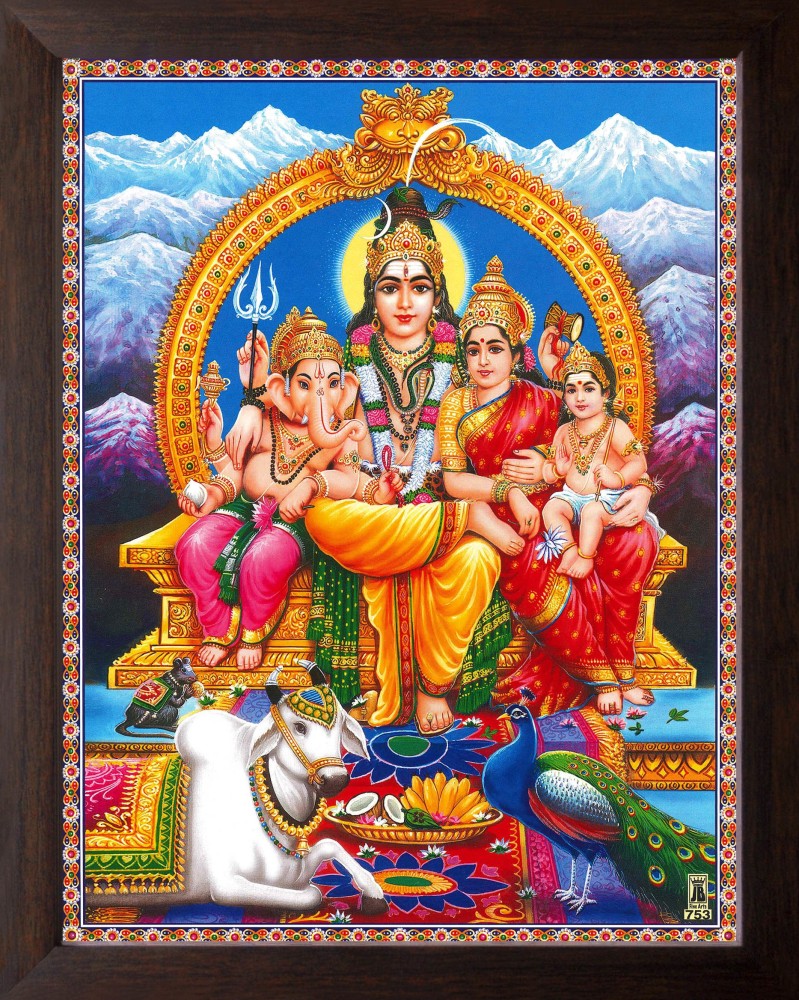 Artisan Cart Lord Shiva Family, HD Printed Religious & Wall Decor ...
