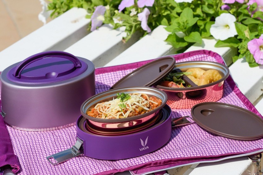 Buy VAYA TYFFYN Purple Oval Shape Polished Stainless Steel Lunch