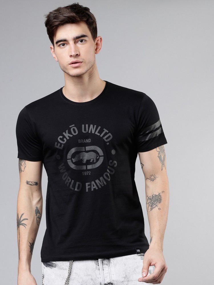 timeren hule dagsorden Ecko Unltd Printed Men Round Neck Black T-Shirt - Buy Ecko Unltd Printed  Men Round Neck Black T-Shirt Online at Best Prices in India | Flipkart.com