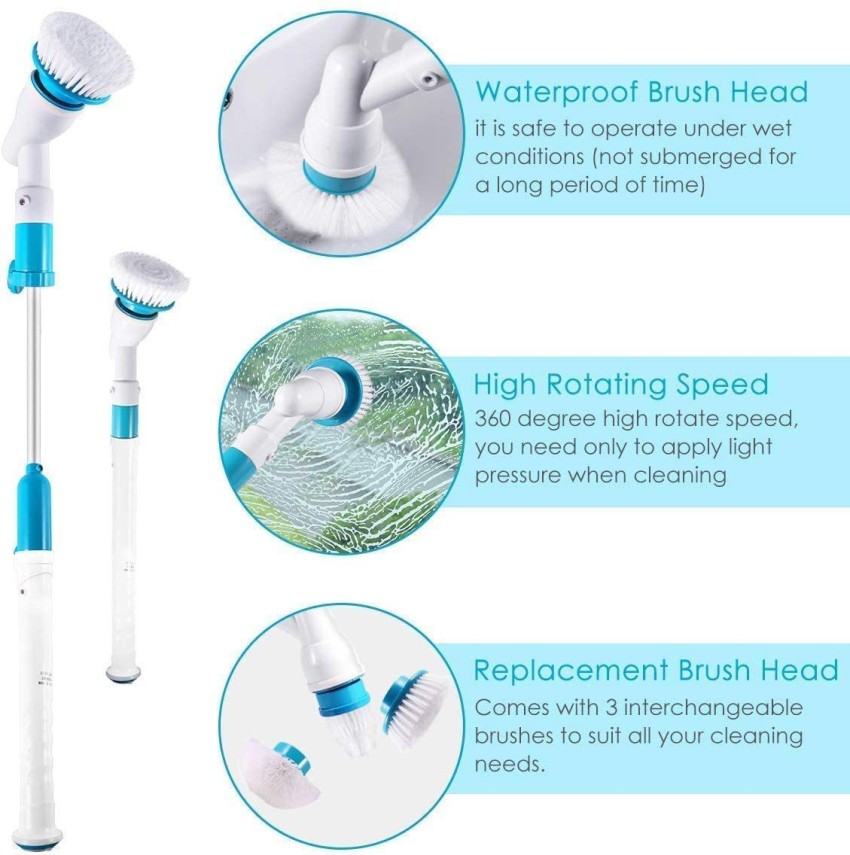 Electric Spin Scrubber, Power Scrubber Cordless High Rotation Handheld  Bathroom Scrubber Rechargeable with 3 Replaceable Cleaning Brush Heads for