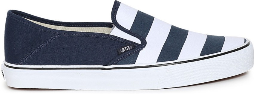 Vans Men White Navy Striped Regular Slip-On Sneakers Slip On Sneakers For  Men - Buy Vans Men White Navy Striped Regular Slip-On Sneakers Slip On  Sneakers For Men Online At Best Price -