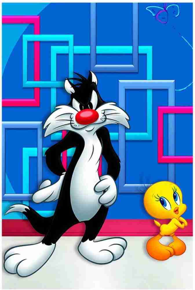 Looney Tunes Cartoon Poster|Sylvester and Tweety Bird Cartoon Poster For  wall Decoration | Poster For Kids room| High Resolution -300 GSM- (18x12)  Paper Print - Animation & Cartoons posters in India -