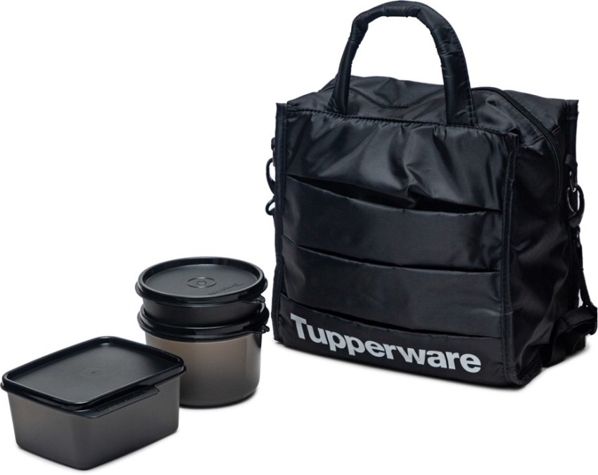 TUPPERWARE Polypropylene Ubercool Lunch Set, Black 3  Containers Lunch Box 