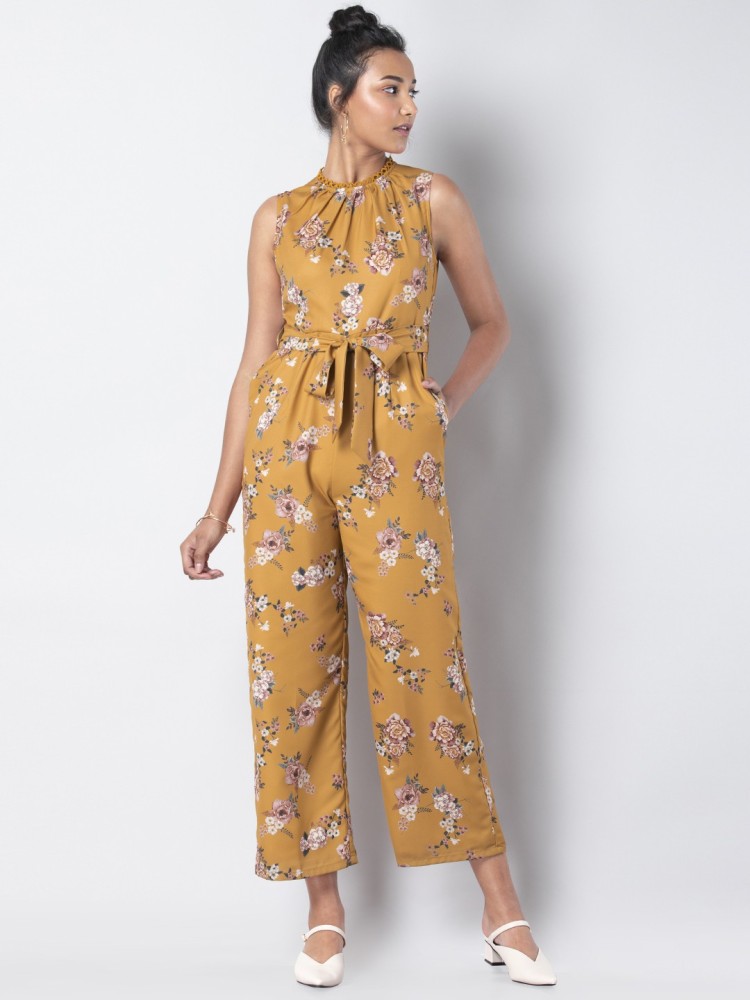 Floral best sale yellow jumpsuit