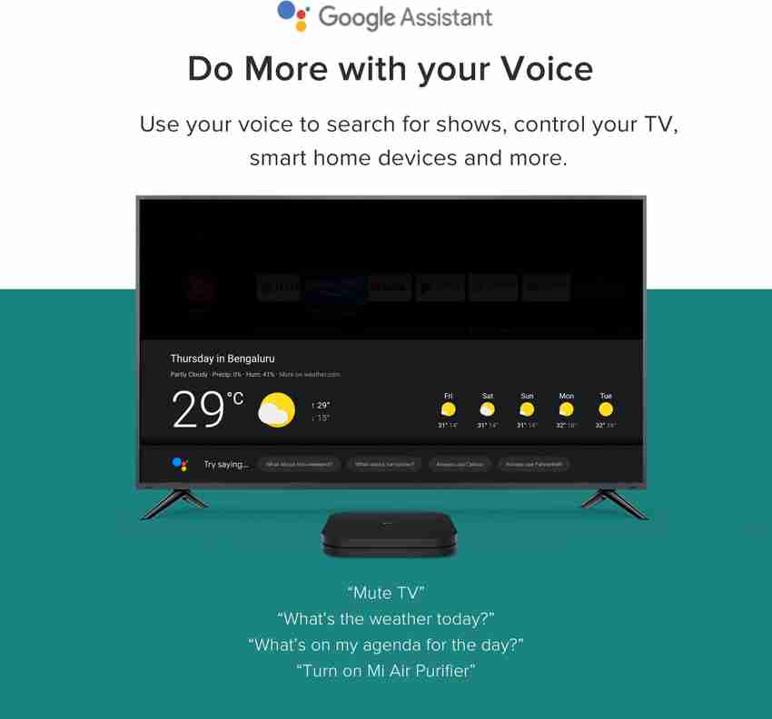 Xiaomi Mi Box S 4K HDR Android TV with DBA Streaming Media Player with  Remote Control Google & Voice Assistant