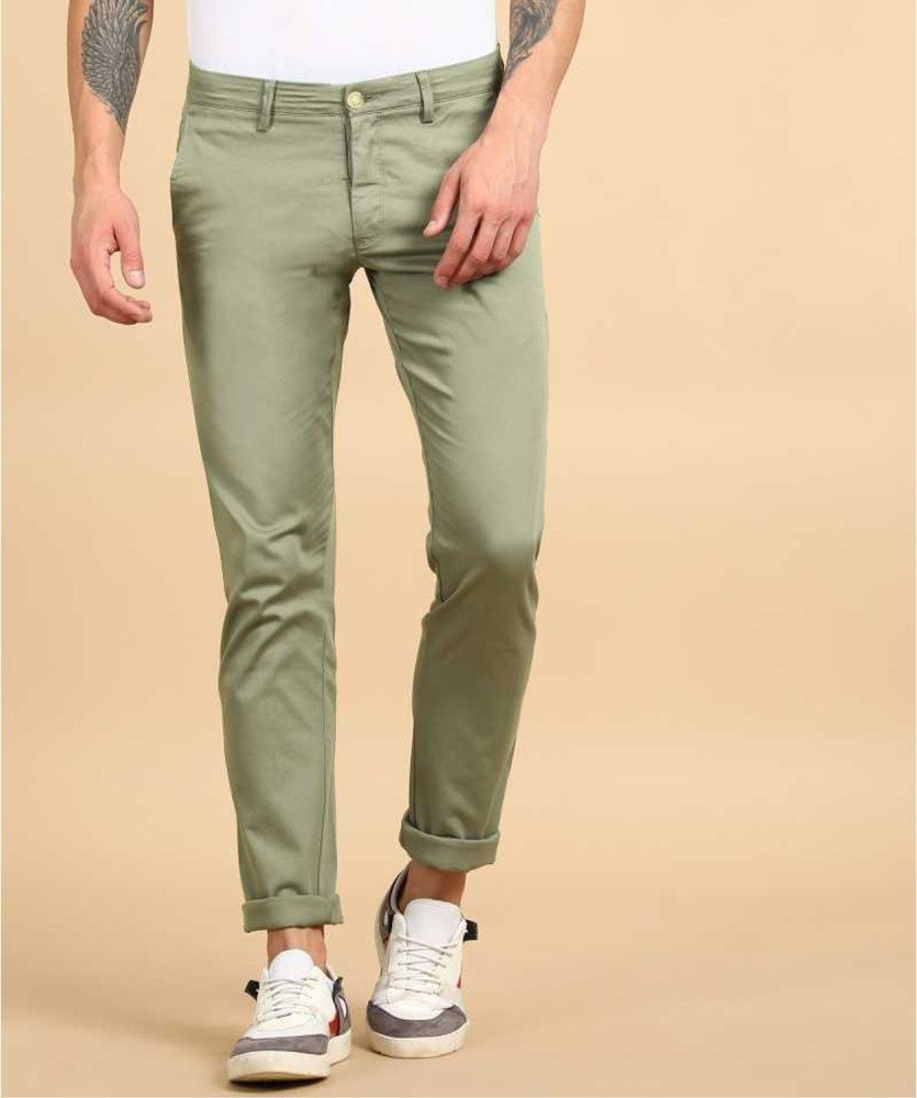 Flat Trousers Cream Mens Casual Cotton Trouser