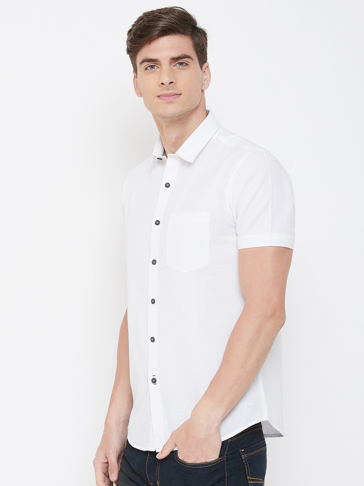 Octave Men Solid Casual White Shirt 