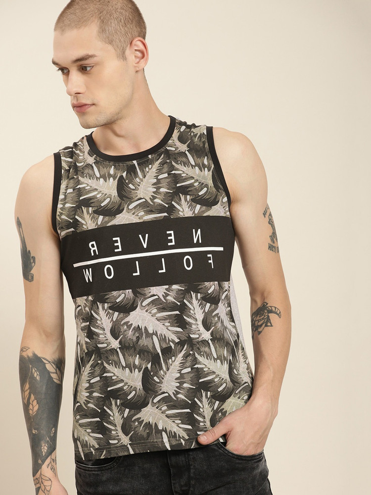 Moda Rapido Printed Men Round Neck Dark 