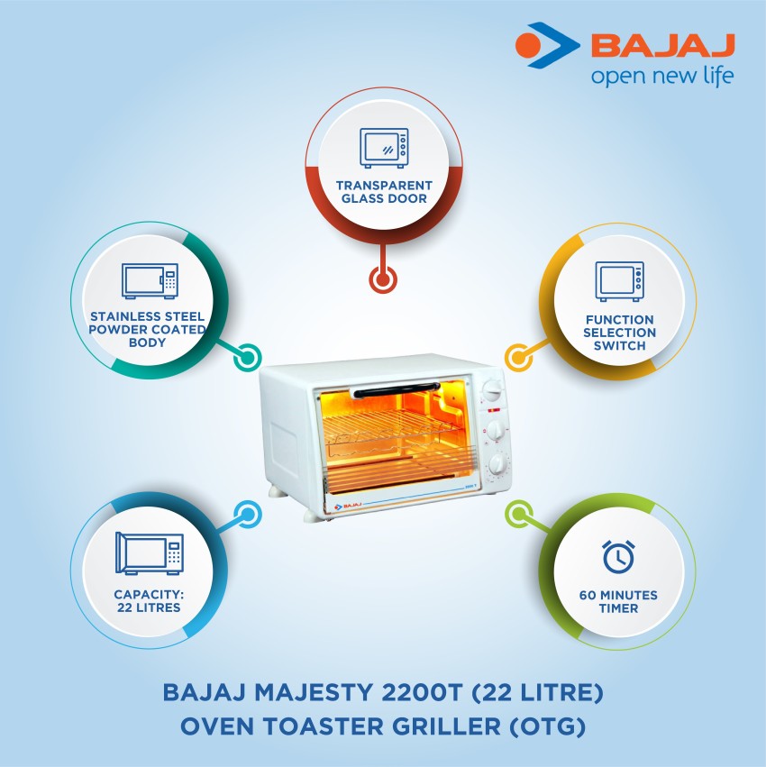 bajaj 22 litre 2200tmss oven toaster grill