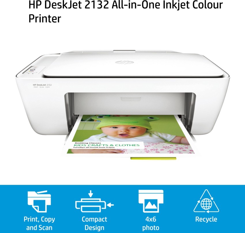 tidevand Prestigefyldte Kamel HP DeskJet 2132 All-in-One(F5S41D) Multi-function Color Inkjet Printer - HP  : Flipkart.com