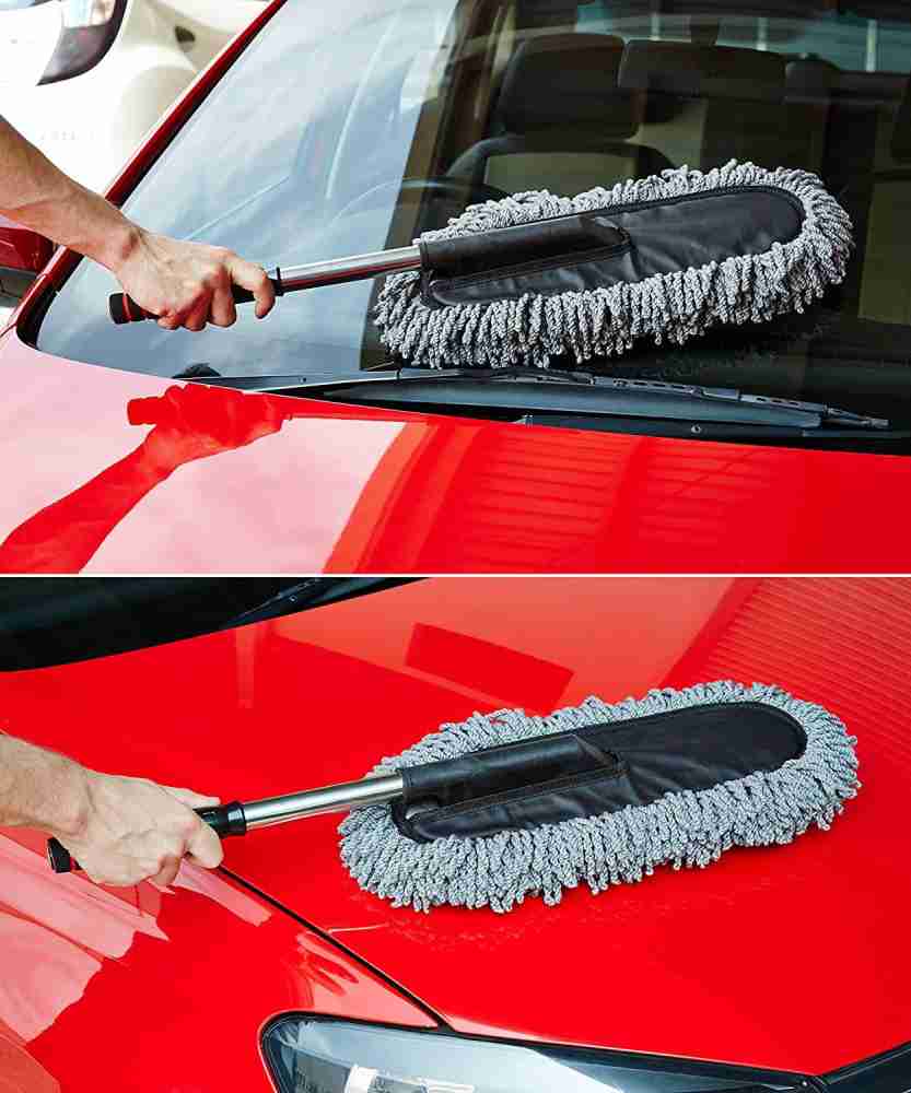 Car Cleaning Duster Car Wash Dust Wax Mop Car Washing Brush with Handle and  Grip(Multicolor)