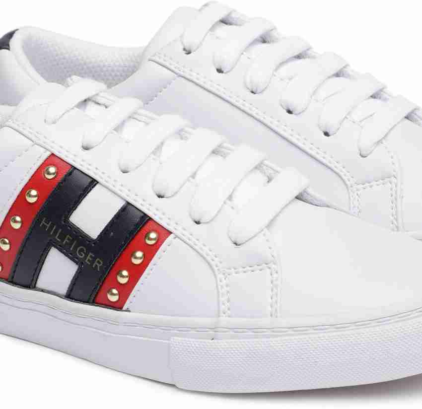 NEW! Tommy Hilfiger Women's Lightz Sneakers White Lace Shoes LOGO Stripe 10