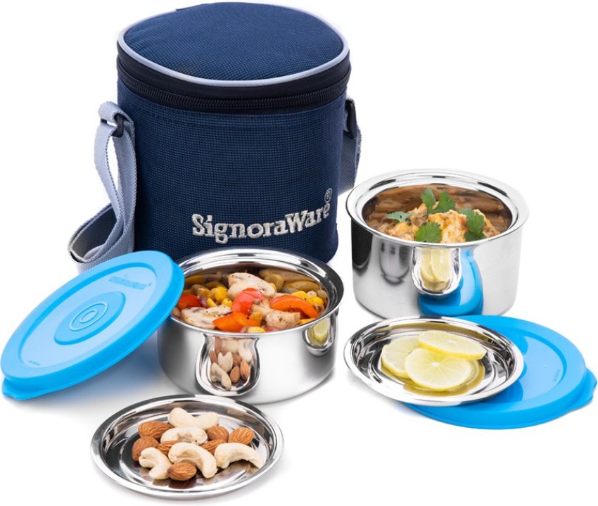 Signoraware Stylish Stainless Steel Lunch Box With Steel, 46% OFF