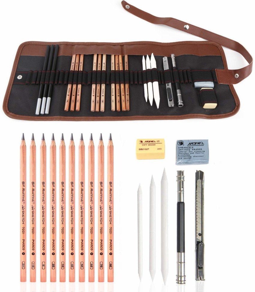 50-Pack Sketching Kit Drawing Pencils for Artists Kit with 9 X12
