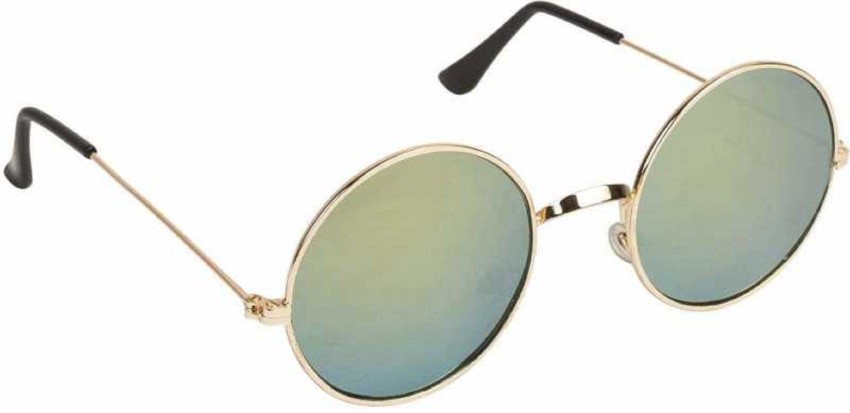 Round Sunglasses, Green Gradient Lenses