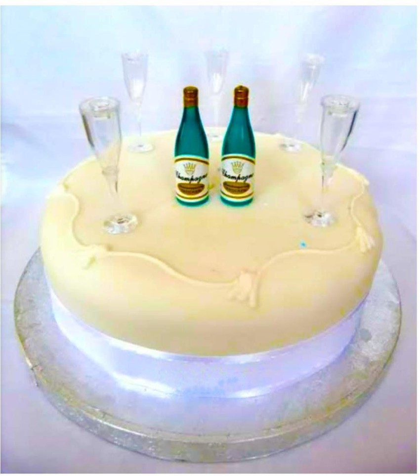 happy birthday champagne and cake