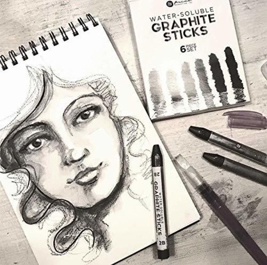 Graphite Stick Set - Water Soluble - 4B 6B 10B, Art Drawing Supplies for  Sketch & Shading Pencils