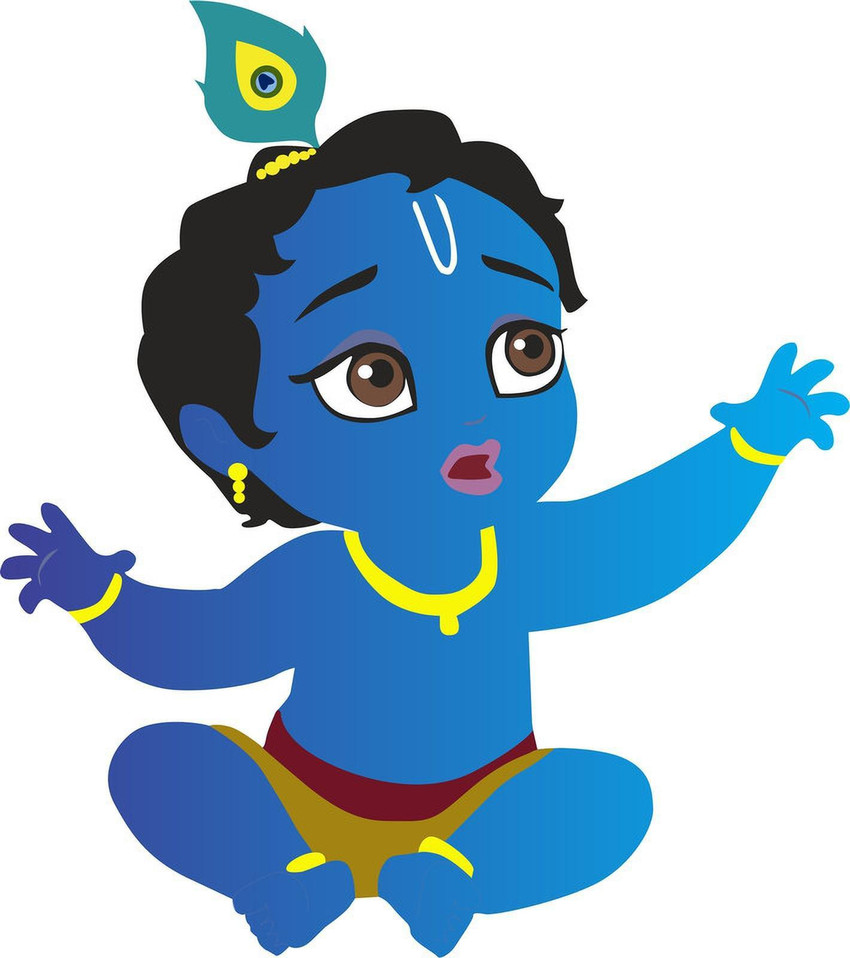 WALL GURU 55 cm Baby kanha wall sticker for room décor(55x62cm ...