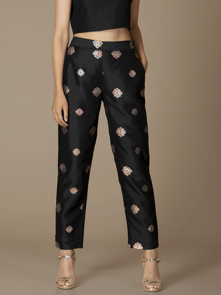 Buy INDYA Solid Silk Regular Fit Women's Casual Trousers | Shoppers Stop