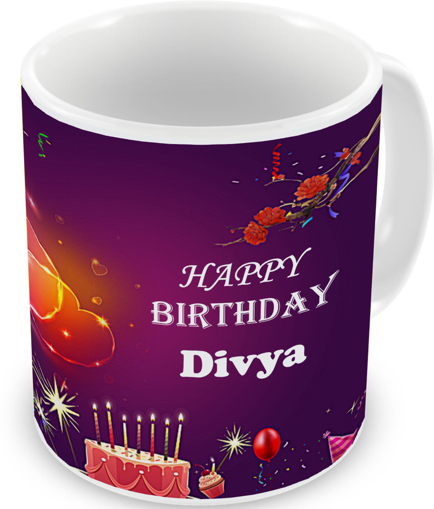 Babawill Happy Birthday Divya Ceramic White Coffee Ceramic Coffee ...