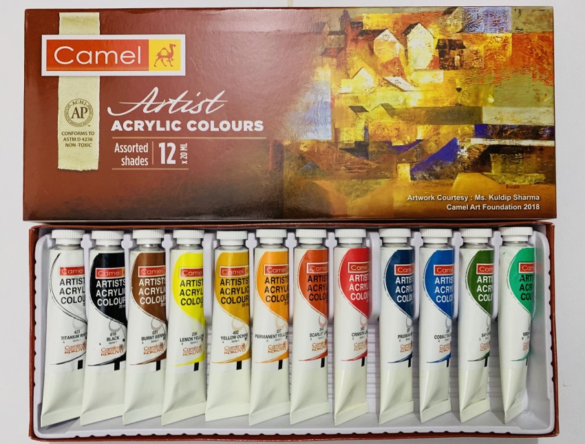 Camel Artist Acrylic Colour Set of 12 - Canvazo