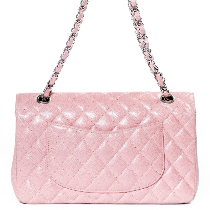 CHNL Pink Sling Bag Caviar Quilted Flapover Sling HandBag For Women 13*8*5  Inch Light Pink - Price in India