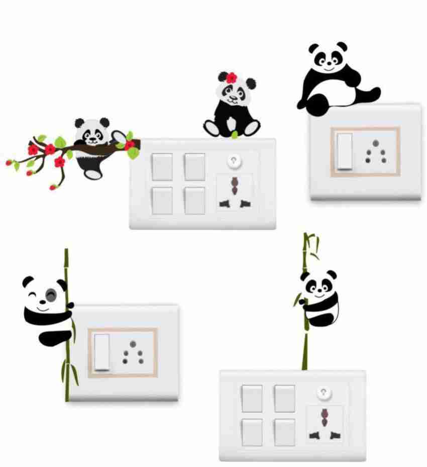 WALL GURU 10 cm cute panda switch penal sticker for home décor ...