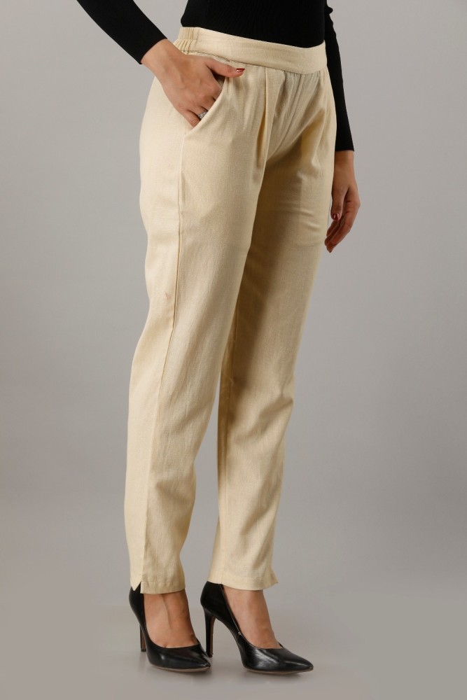 SVARCHI Regular Fit Women Cream Trousers  Buy SVARCHI Regular Fit Women  Cream Trousers Online at Best Prices in India  Flipkartcom