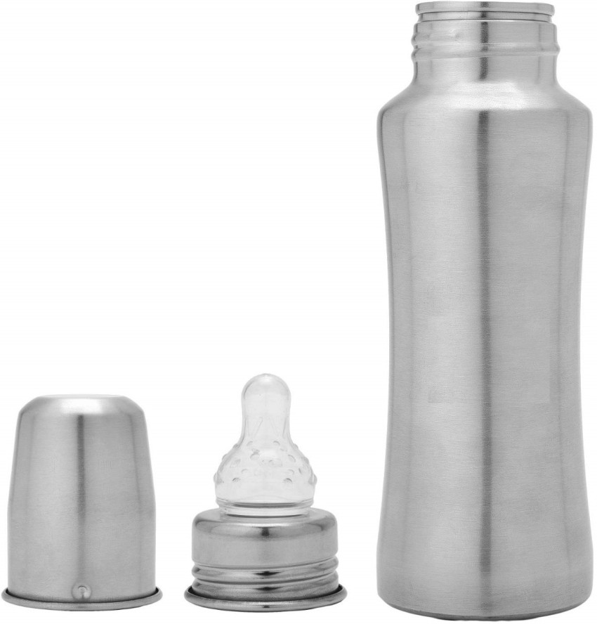 Stainless Steel Baby Feeding Bottle with Internal ML Marking, Silicon Grip  240ml