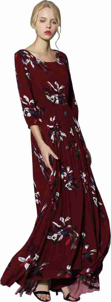 Ritsila Women Fit and Flare Midi Length Stylish Western Dress for Girls.  Women First Choice