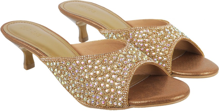 Buy Mochi Women Antique-Gold Party Sandals Online