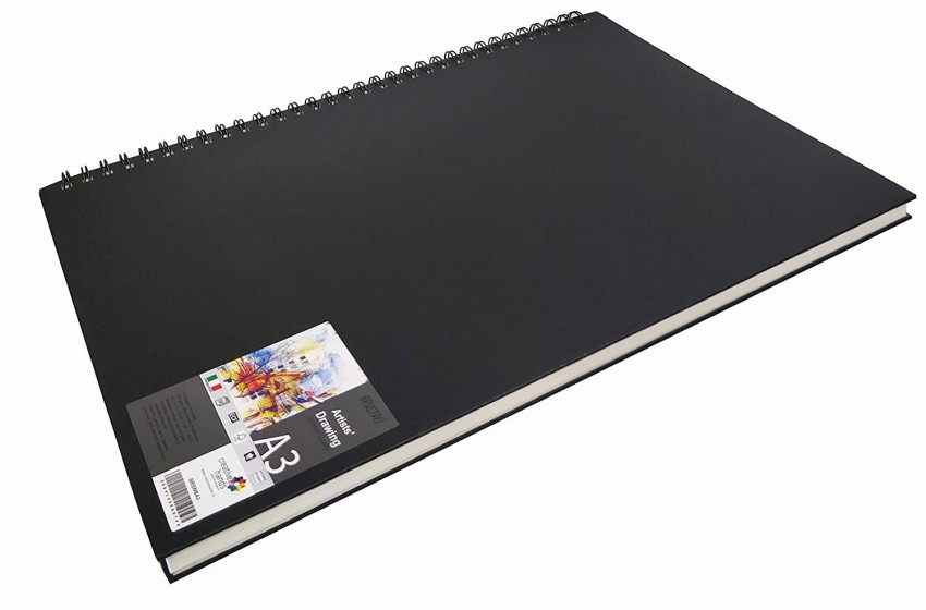 Brustro Black Sketchbook, Wiro Bound, 200GSM (40 Sheets) 80 Pages (OPEN  STOCK) - Creative Hands