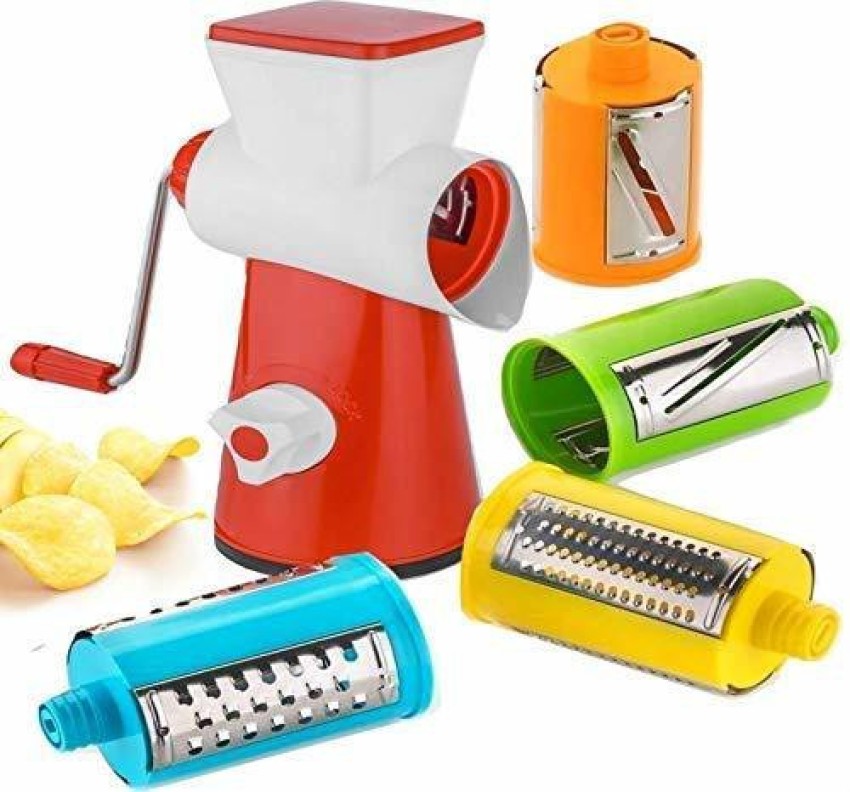 4 In 1 Multi-Functional Drum Rotary Vegetable Cutter, Shredder, Grater &  Slicer - Slicer Dicer With High Speed Rotary Cylinder 