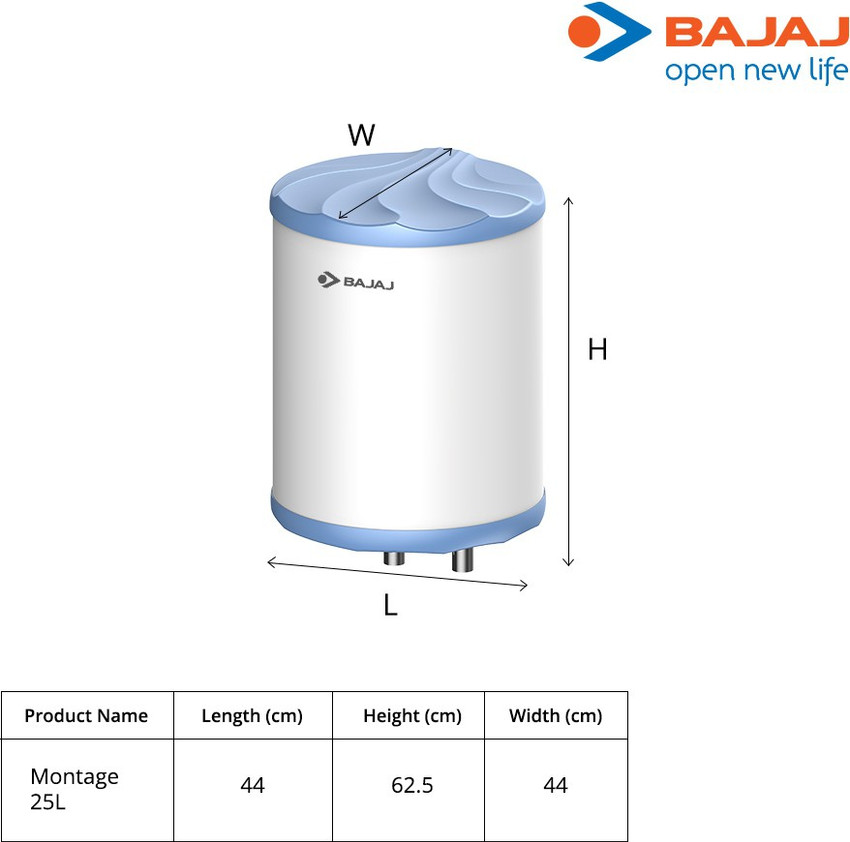 BAJAJ 25 L Storage Water Geyser (Montage, White u0026 Blue) Price in India -  Buy BAJAJ 25 L Storage Water Geyser (Montage, White u0026 Blue) online at  Flipkart.com
